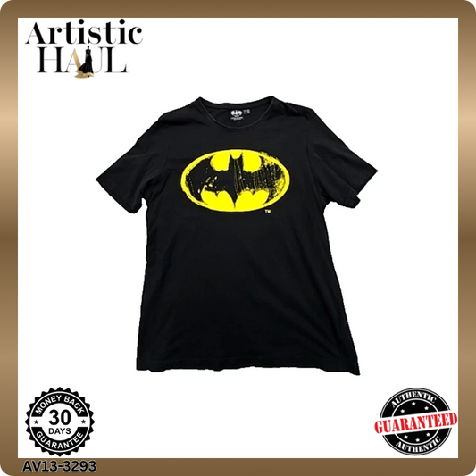 DC Comics Men's Black T-Shirt – Size M, Distressed, Logo