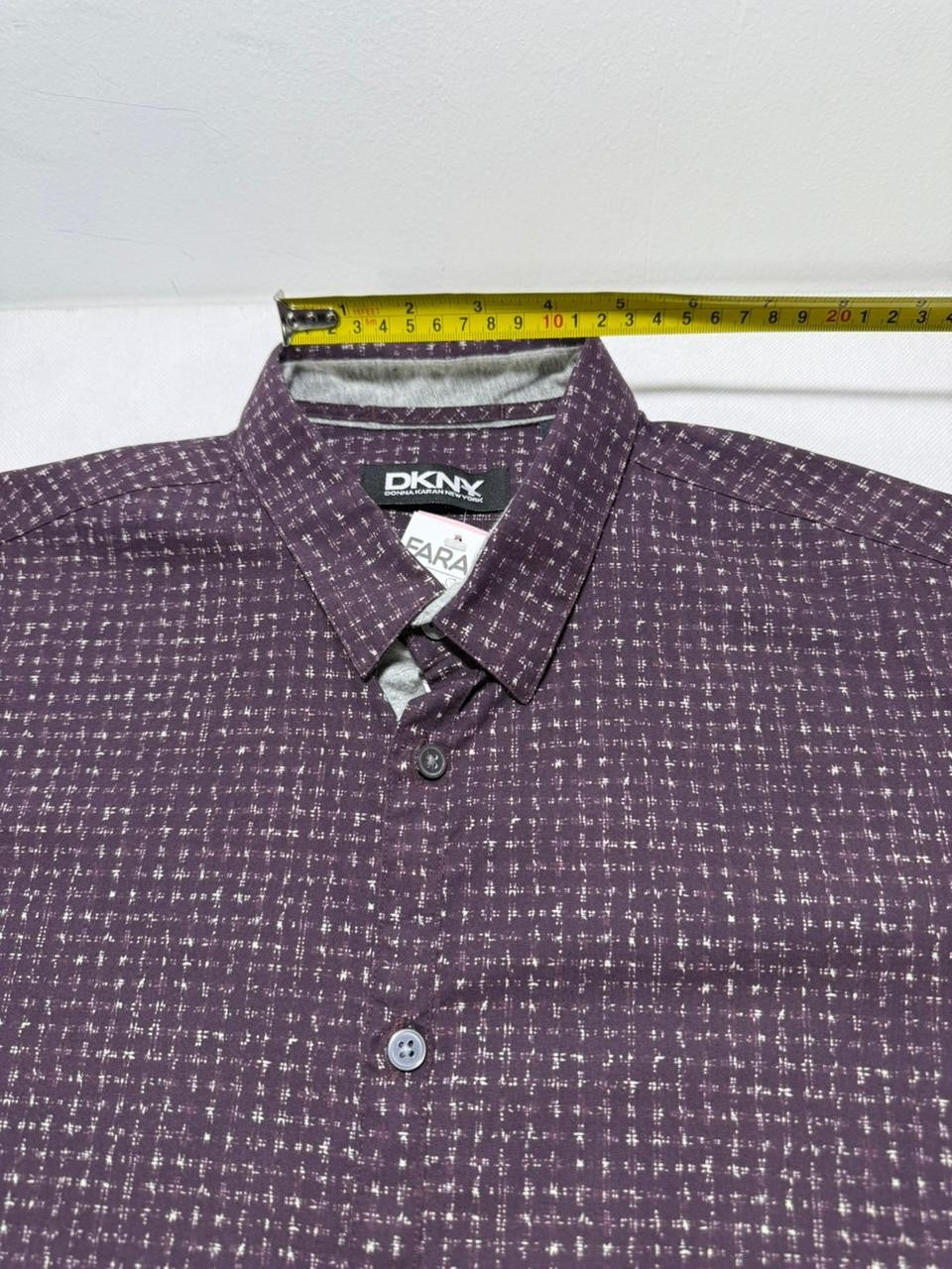 Dkny-Purple Faded Check Formal Shirt For Men Long Sleeve - 100% Cotton - Size M