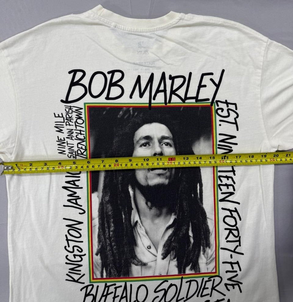 Pull&Bear Men's White Bob Marley Graphic T-Shirt Size S Regular