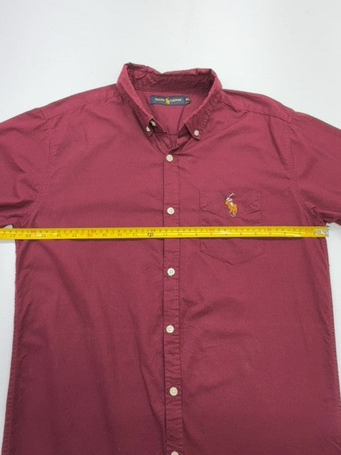Ralph Lauren Boys Burgundy Solid Button-Down Shirt XL Cotton Regular Fit