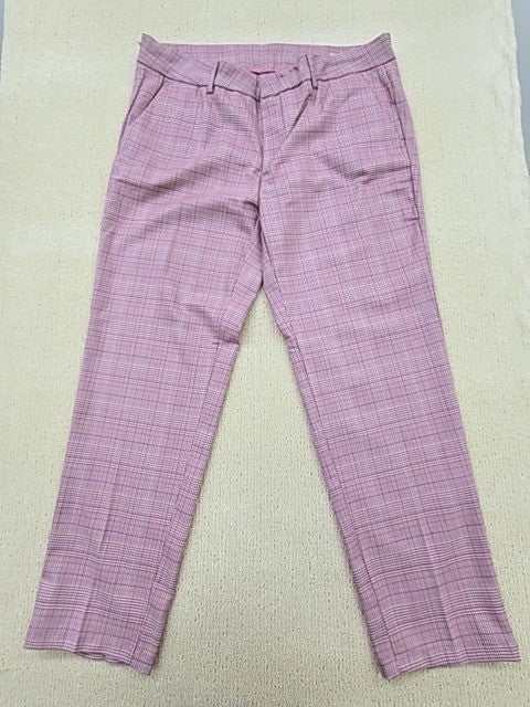 Reiko Women's Pink Plaid Liv Fancy Straight Trousers Size 32