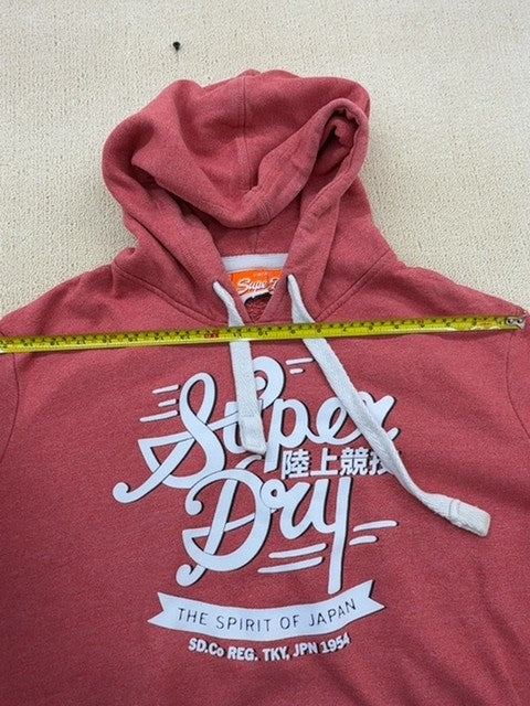 Superdry Men's Red Vintage Logo Hoodie XXL Relaxed Cotton Long Sleeve
