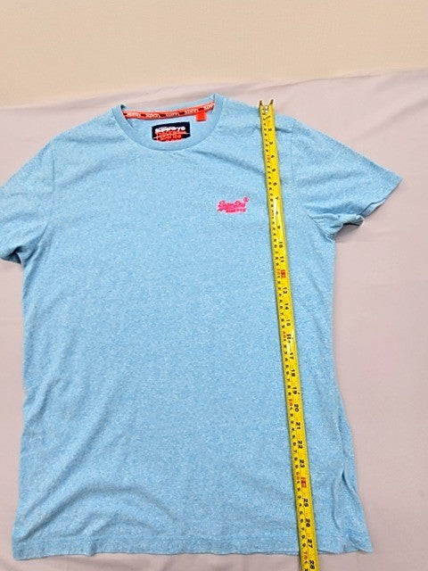 Superdry Men's Light Blue Embroidered Logo T-Shirt XL Slim Fit