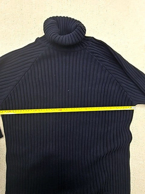 YAS Black Ribbed Turtleneck Midi Knit Dress L Long Sleeve