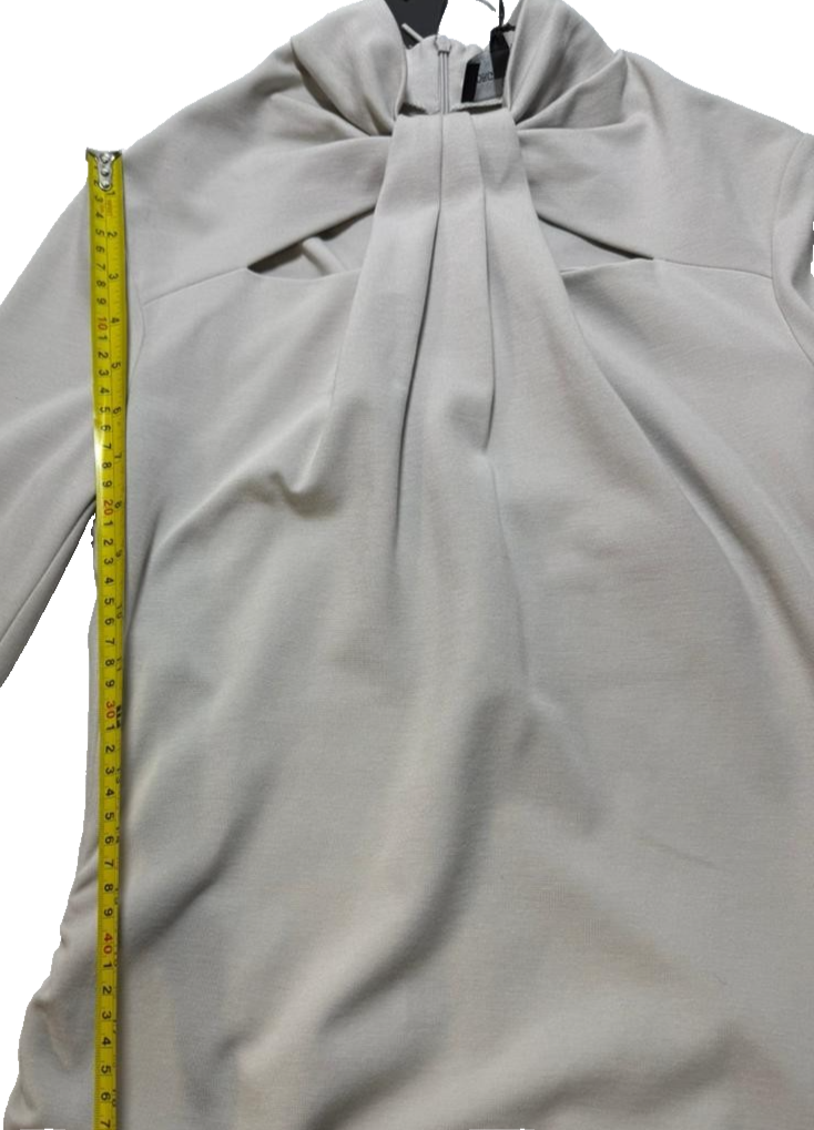 BNWT Giorgio Armani High Neck Tie Detail Midi Dress Long Sleeve Ruched Size 44