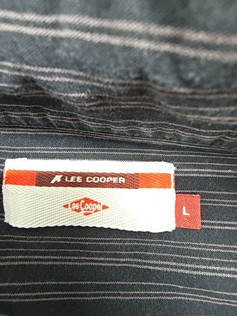 Lee Cooper Men Black Striped Cotton Shirt Size L Casual Button-Up