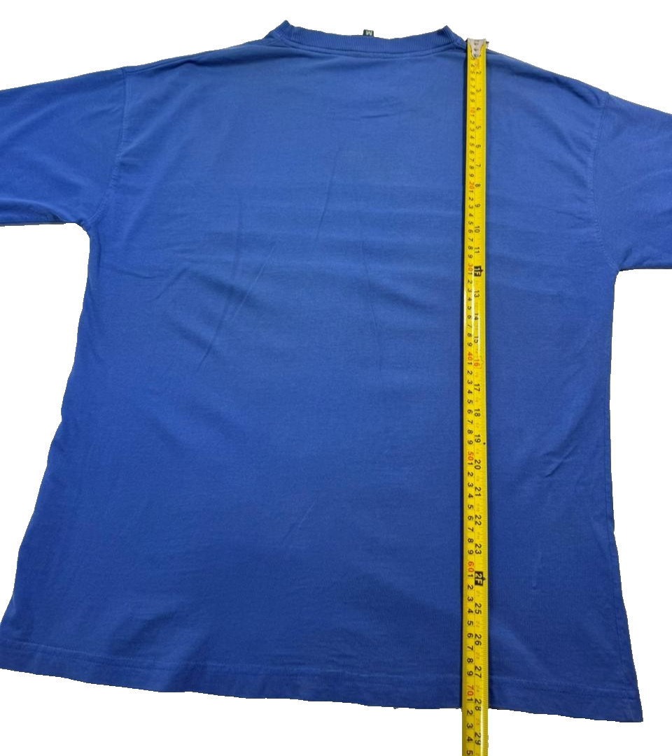 Blue Kickers T-Shirt With Orange And Cream Horizontal Stripes - Size M