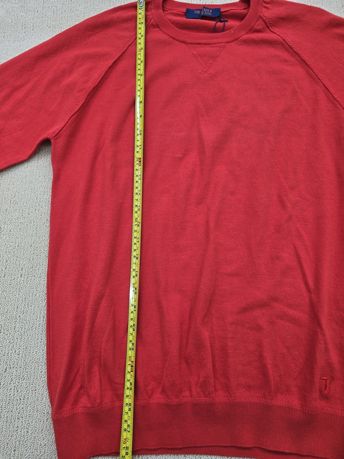 Trussardi Jeans Red Cotton Crewneck Sweater TX Long Sleeve Italy