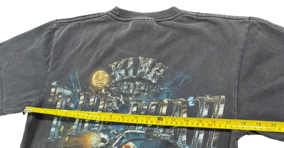 Rock Chang Men's T-Shirt Black Biker Chopper 3D Glow In Dark Heavyweight Medium