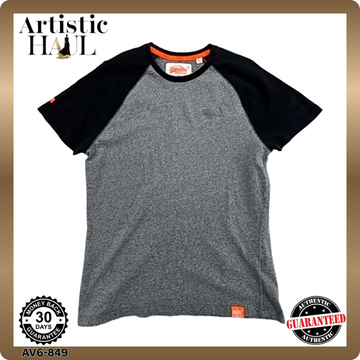 Superdry Vintage Logo Raglan T-Shirt L Grit Grey/Black Cotton 2014
