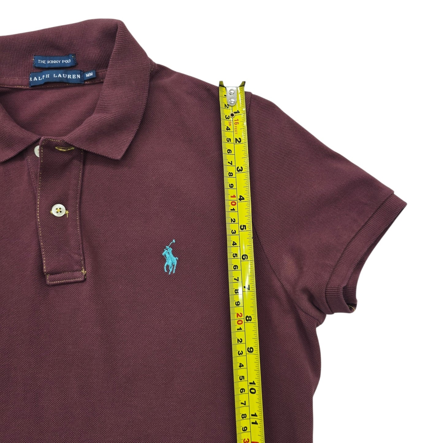 RALPH LAUREN Women's Burgundy Skinny Polo WM Cotton Pique