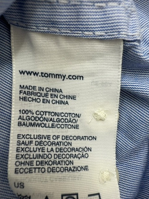Tommy Hilfiger Men's Blue Cotton Long Sleeve Button-Down Shirt