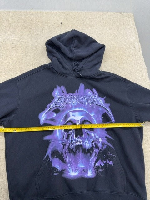 H&M Men's Euphoria Skull Black/Purple XL Loose Fit Hoodie
