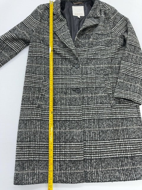 Tom Tailor Denim Men Black White Plaid Wool Peacoat Size M Regular