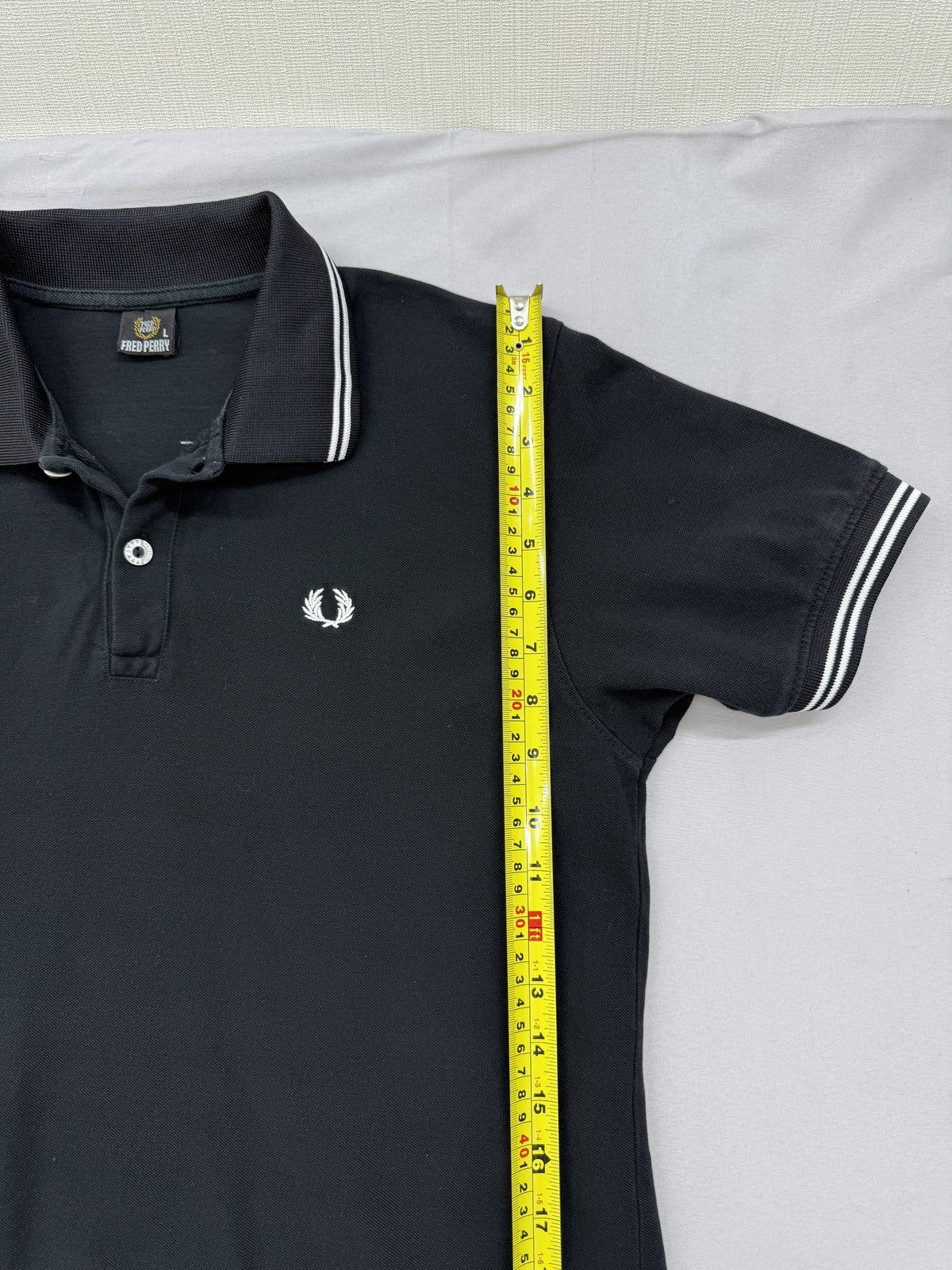 Fred Perry Black Cotton Polo Shirt Men's L Laurel Wreath