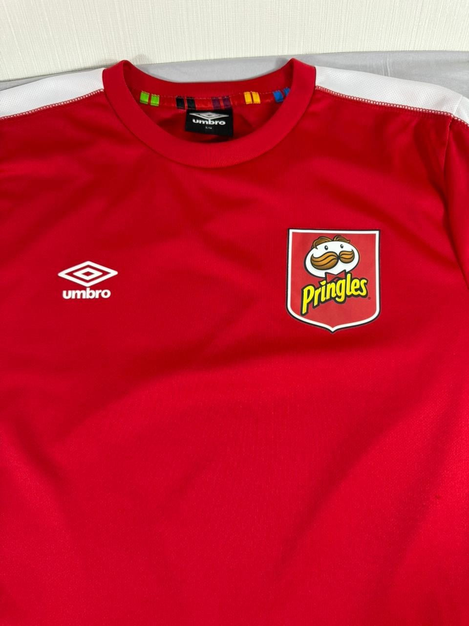 Umbro Pringles Red Soccer Jersey Shirt Men's S/M Short Sleeve