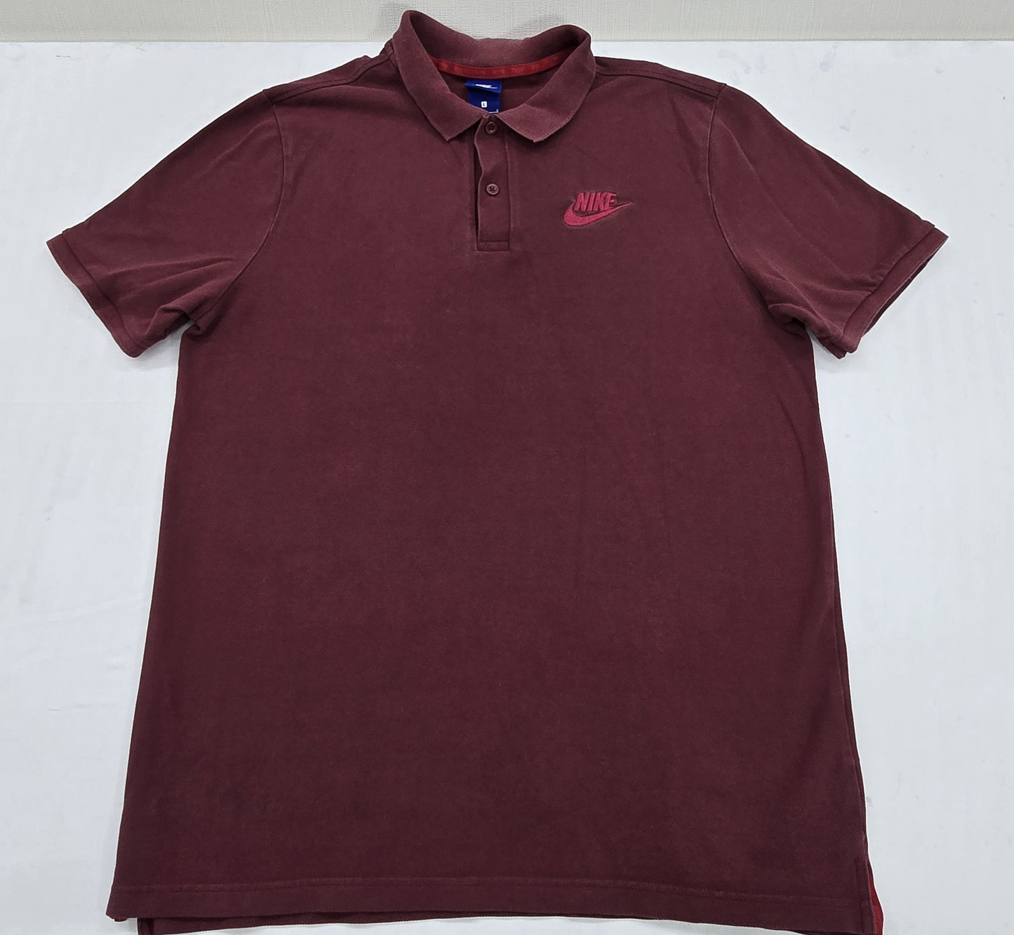 Nike Men's Maroon Polo Shirt Size L Short Sleeve Cotton Button-Down