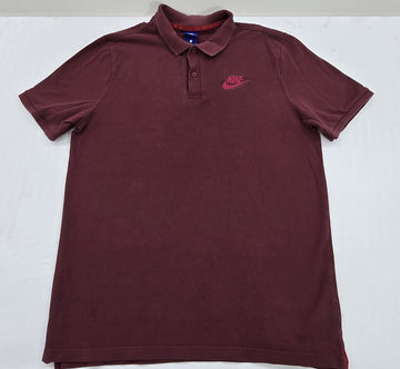 Nike Men's Maroon Polo Shirt Size L Short Sleeve Cotton Button-Down