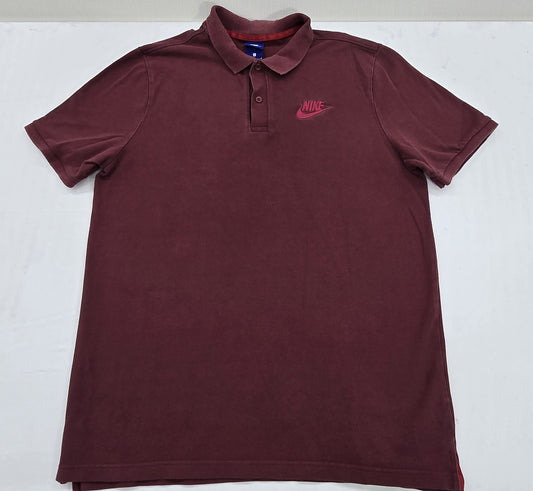 Nike Men's Maroon Polo Shirt Size L Short Sleeve Cotton Button-Down