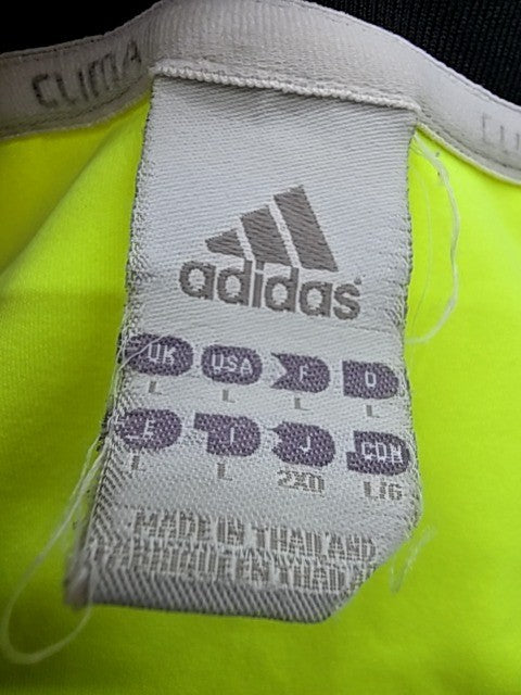Adidas Men's L Yellow Soccer Jersey Short Sleeve Striped Climacool