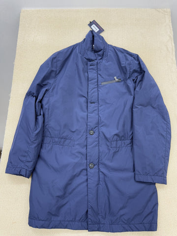 Trussardi Jeans Navy Nylon Overcoat 52S Men Winter Travel