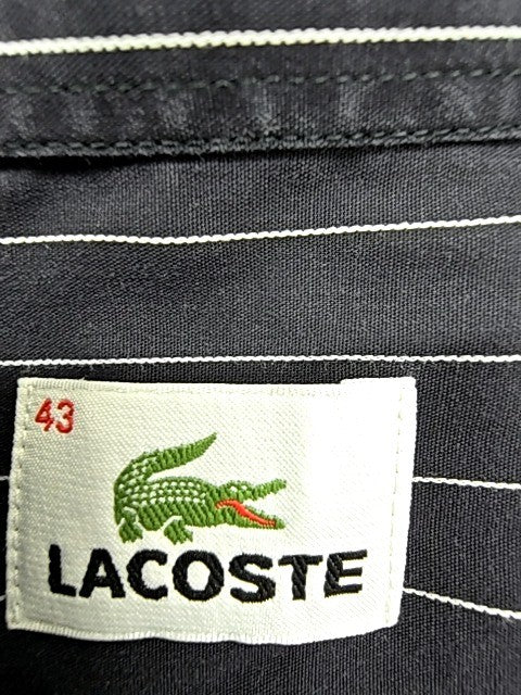 Lacoste Men's Navy White Stripe Cotton Button Down Shirt 43
