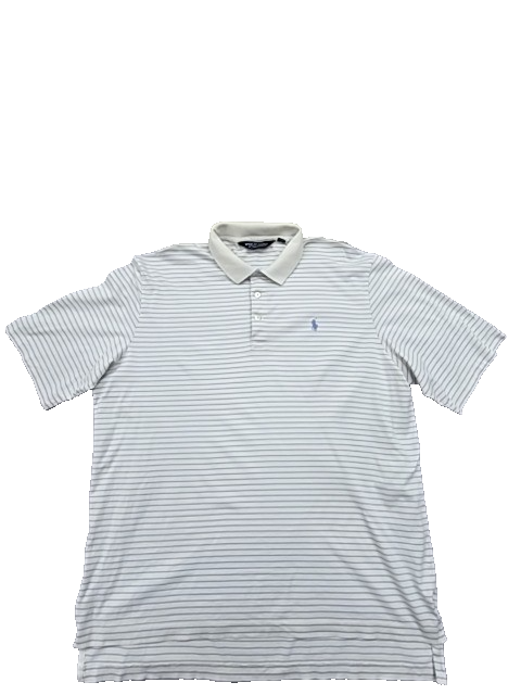 Polo Ralph Lauren Men's White Blue Stripe Golf Polo Shirt Size L