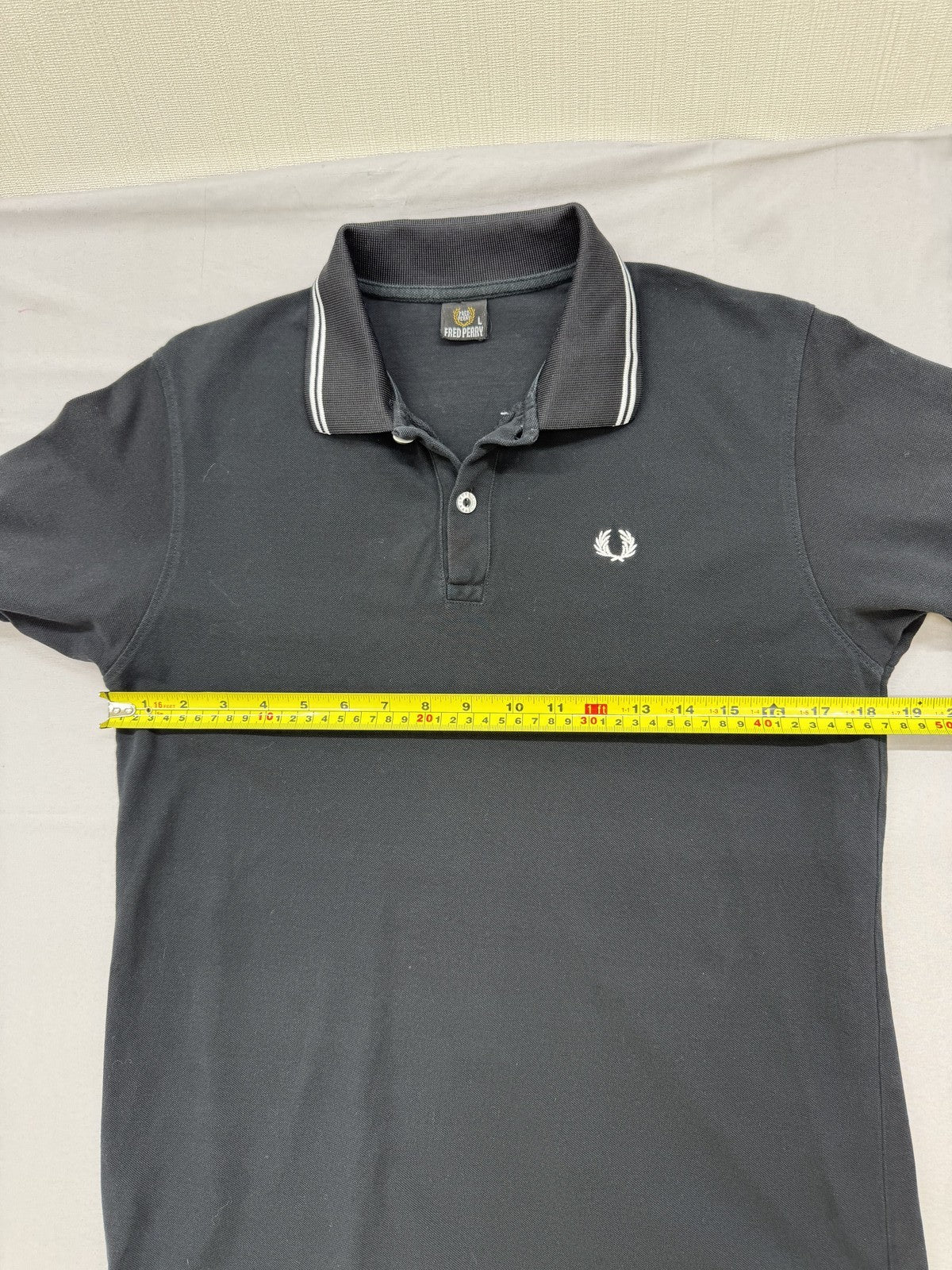 Fred Perry Black Cotton Polo Shirt Men's L Laurel Wreath