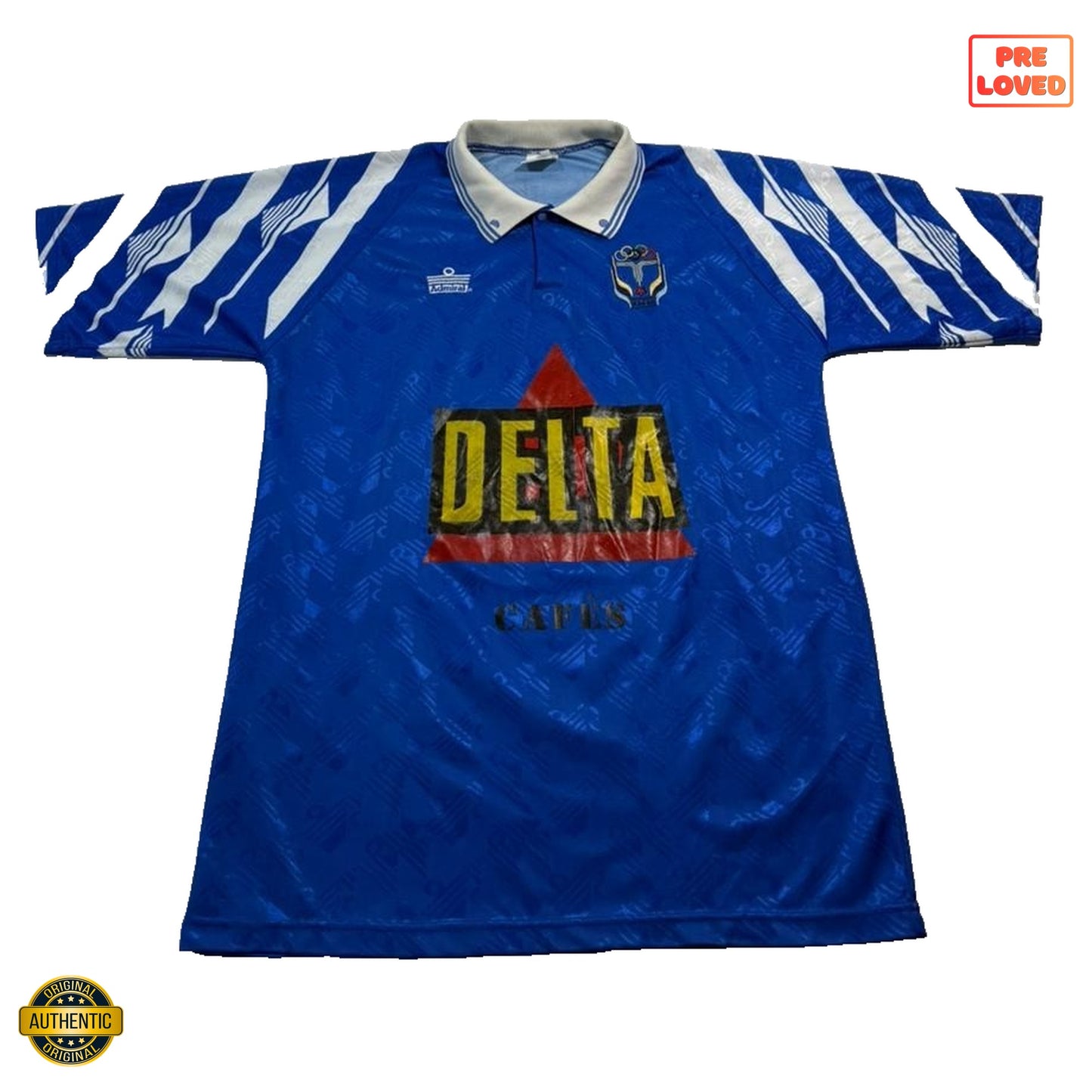 Vintage Admiral Belenenses Delta Cafes Football Jersey Shirt Blue White Size M