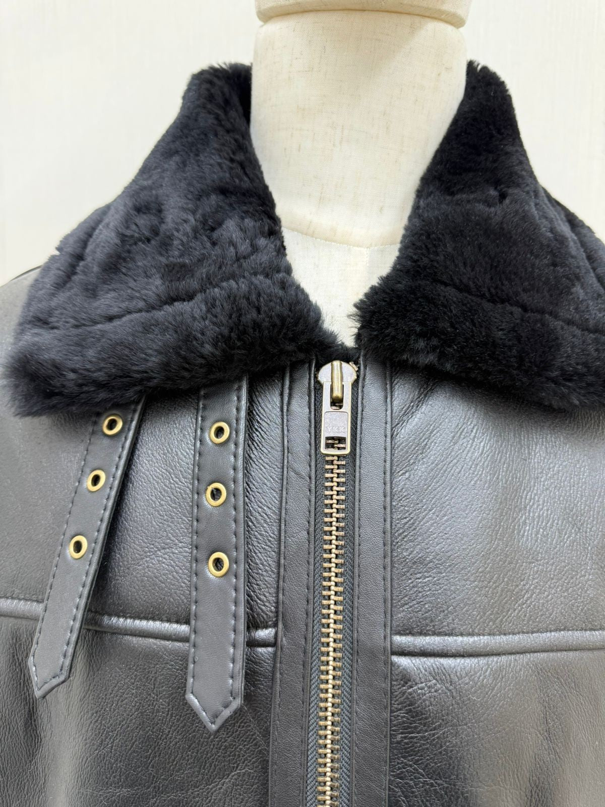 Men's Italian Sheepskin Leather Bomber Jacket Black Premium Soft Fur Size Asian L