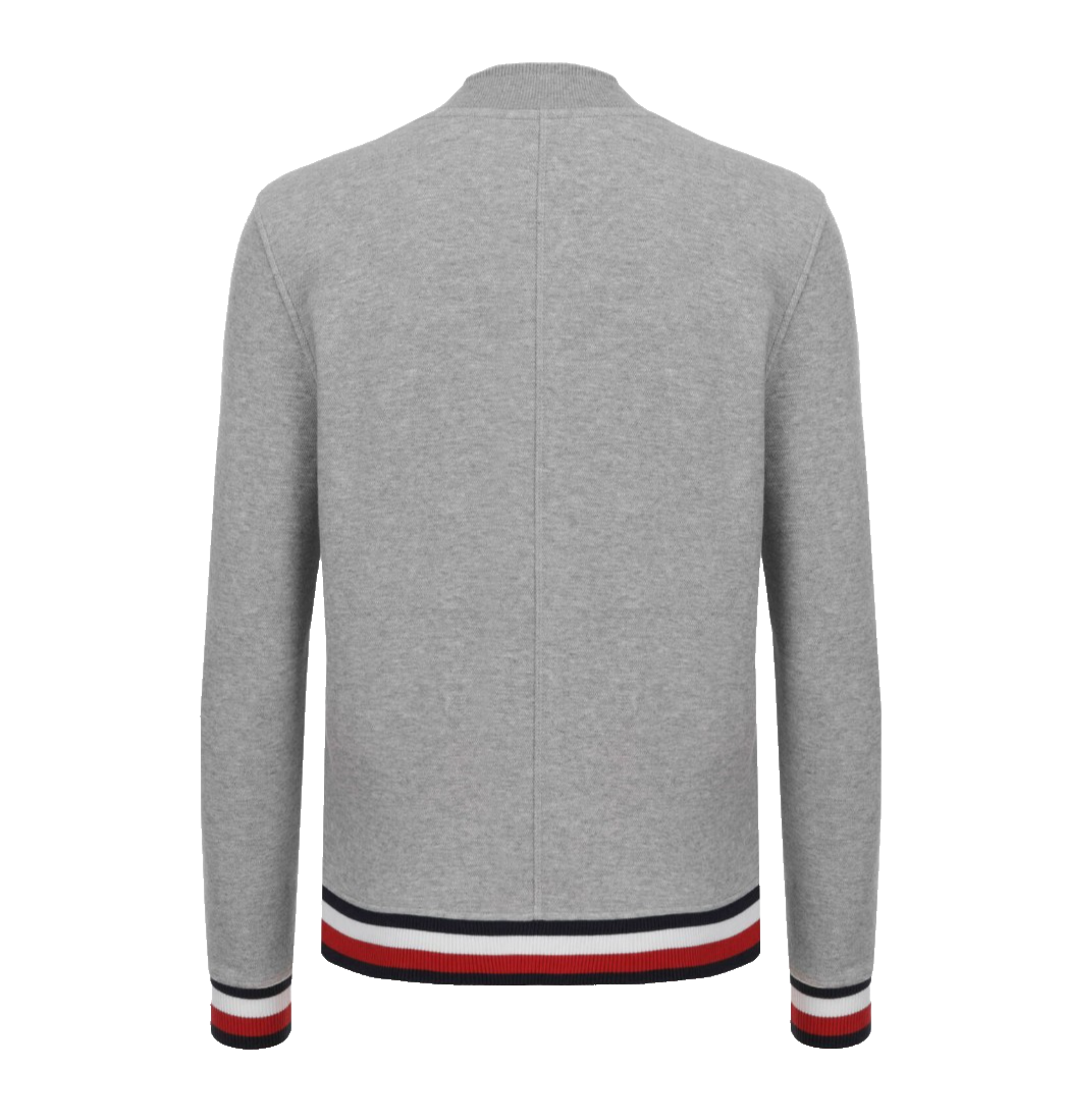 Tommy Hilfiger Womens Grey Vasity Jacket 85 Patch, Striped Trim - Size S