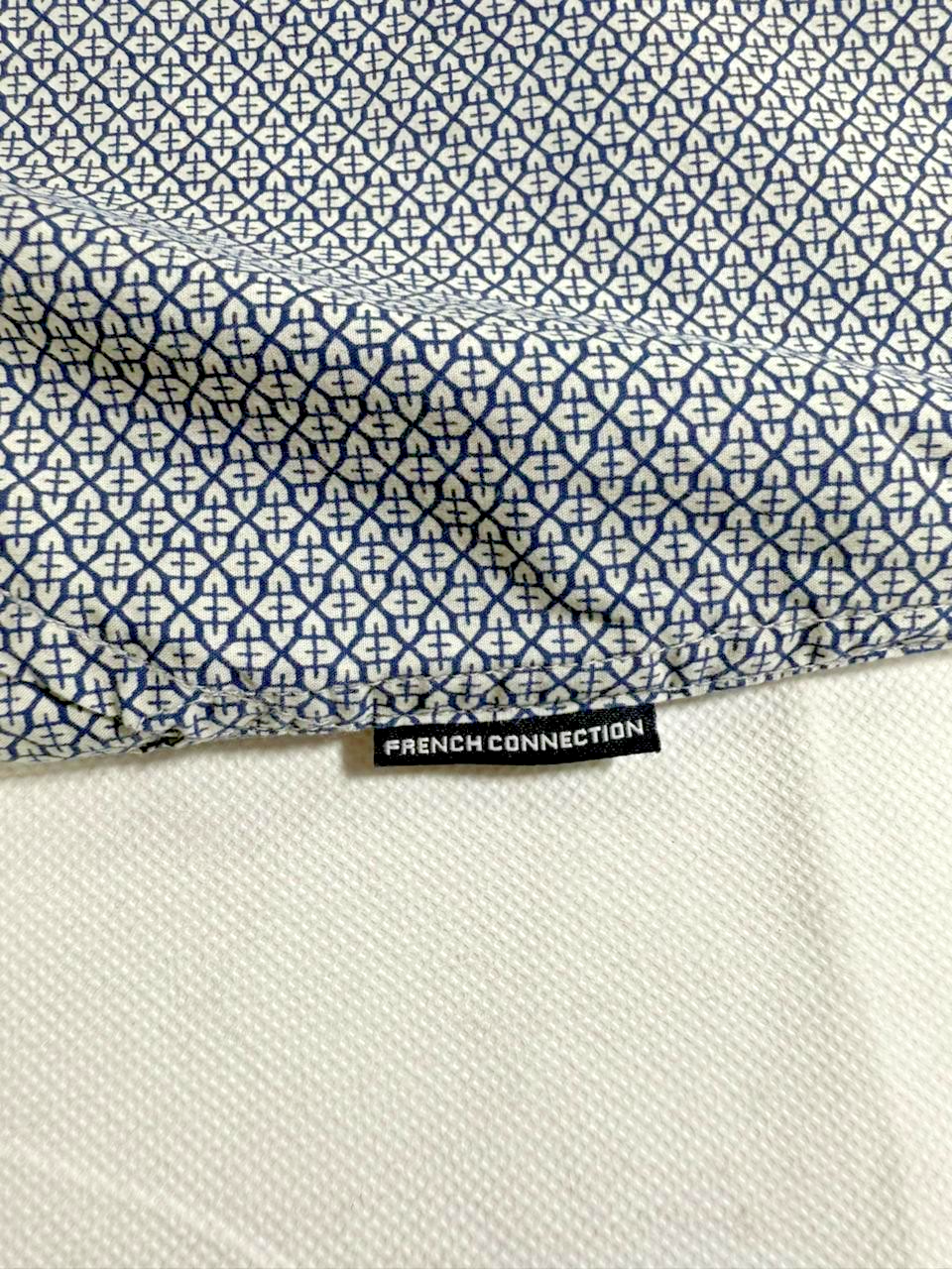French Connection Men's Shirt - Dark Navy Ditsy Slim Long Sleeve Formal - Size M