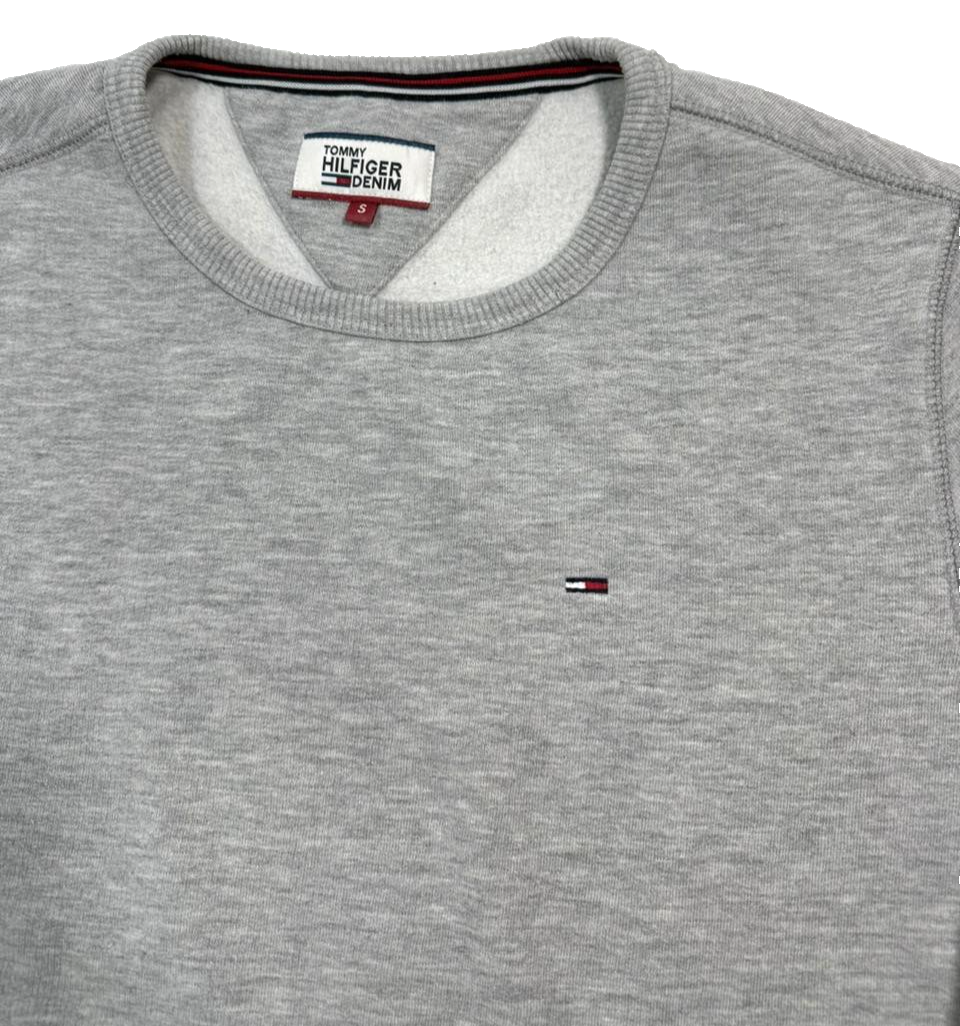Tommy Hilfiger Men's Flag Patch Fleece Sweatshirt In Light Grey Heather - S