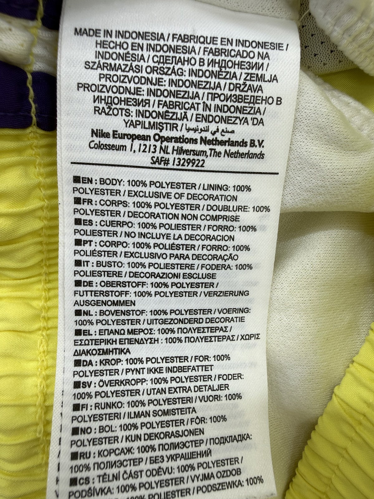 Nike Unisex Yellow Polyester Shorts Size S MPN SU1210022BID