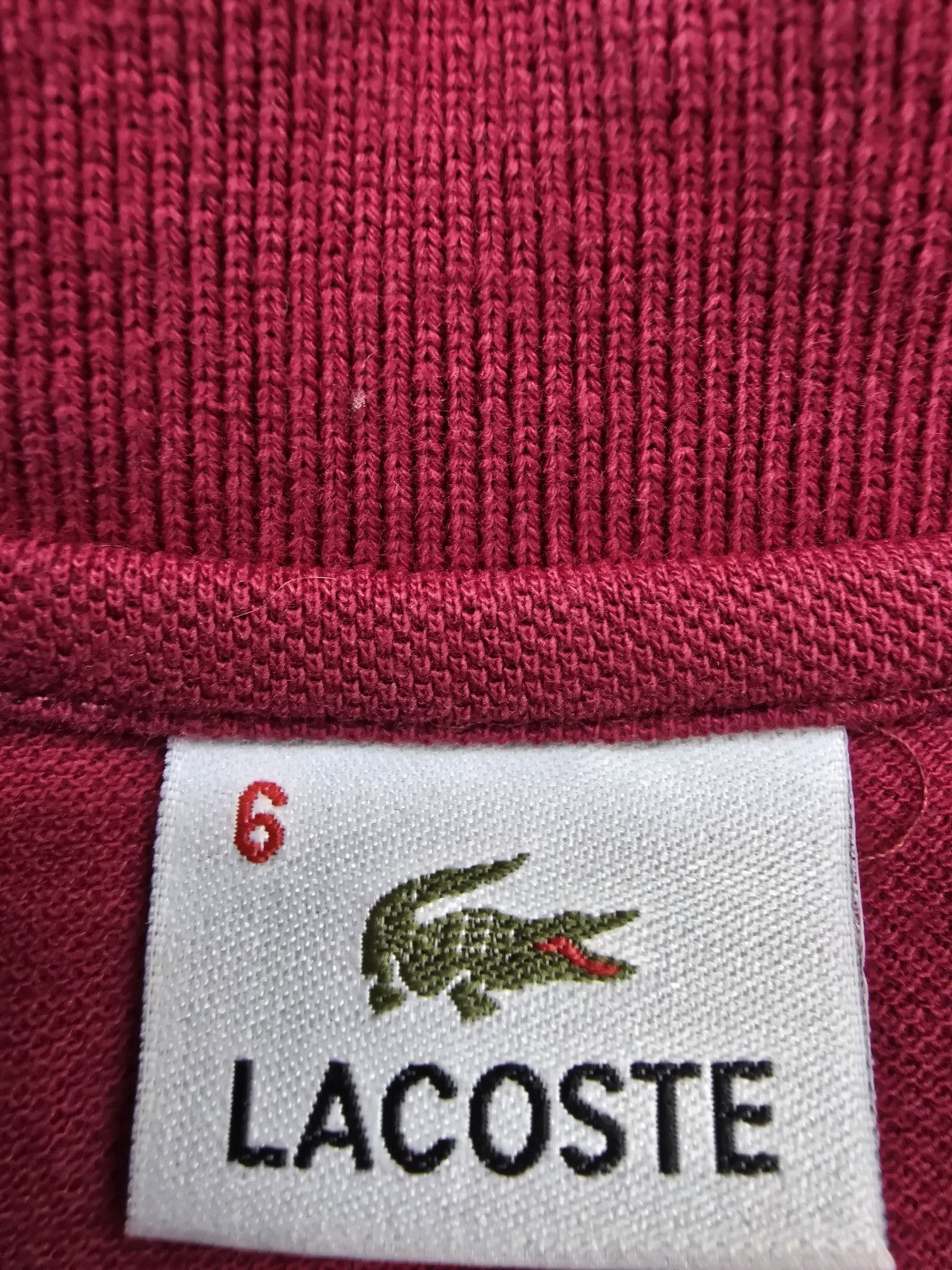 Lacoste Men's Polo Shirt Size 6 Maroon Short Sleeve Cotton