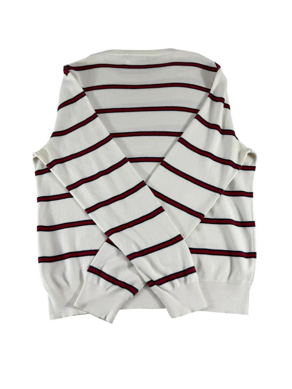 Polo Ralph Lauren Mens Striped Crewneck Sweater White Red Navy Size Large