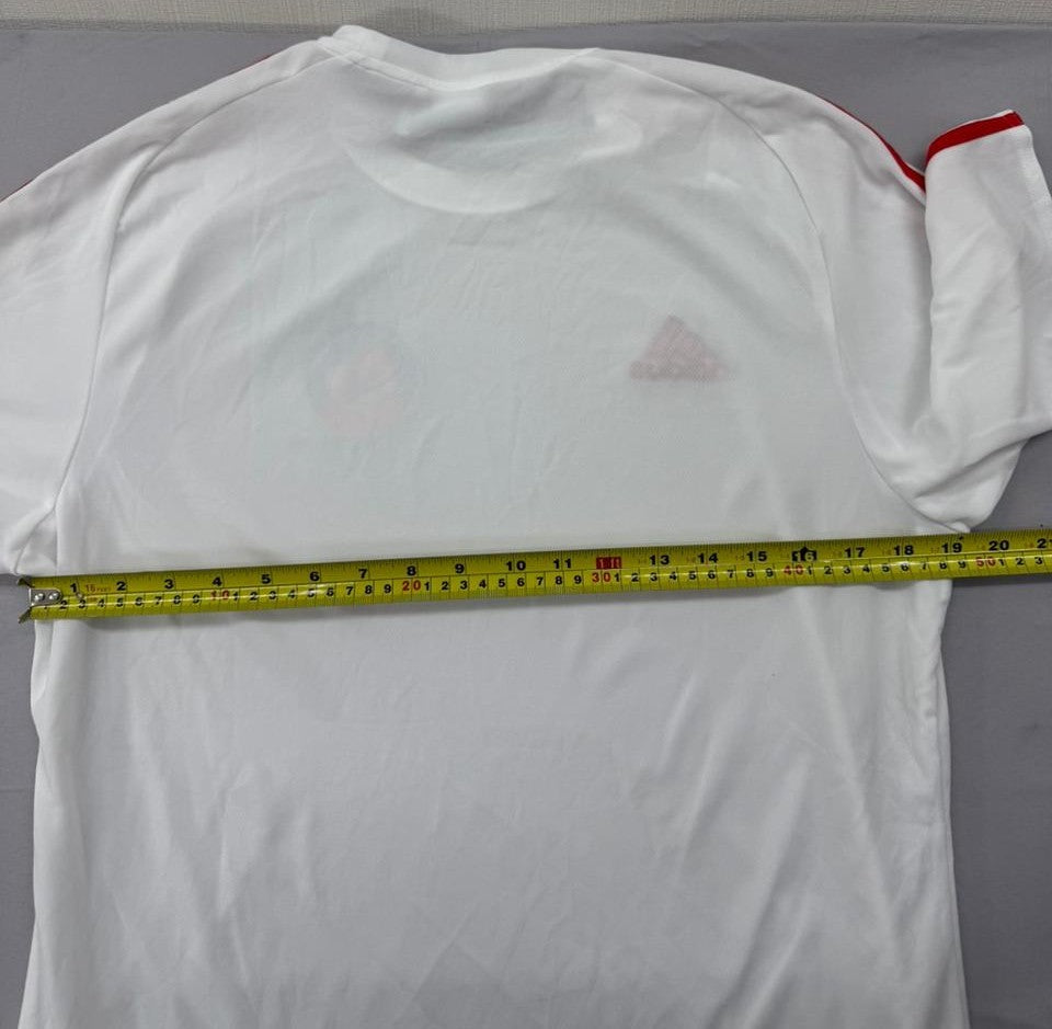 Adidas Men's White Soccer Jersey Short Sleeve Stripe L