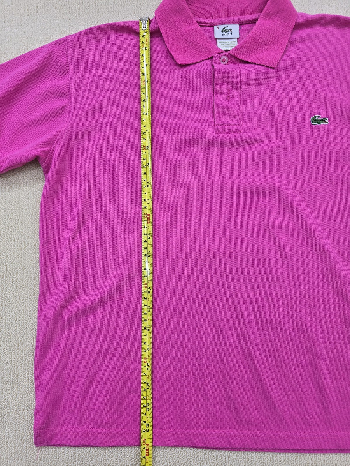 Lacoste Fuchsia Pink Men's L Short Sleeve Cotton Polo France Croc Logo