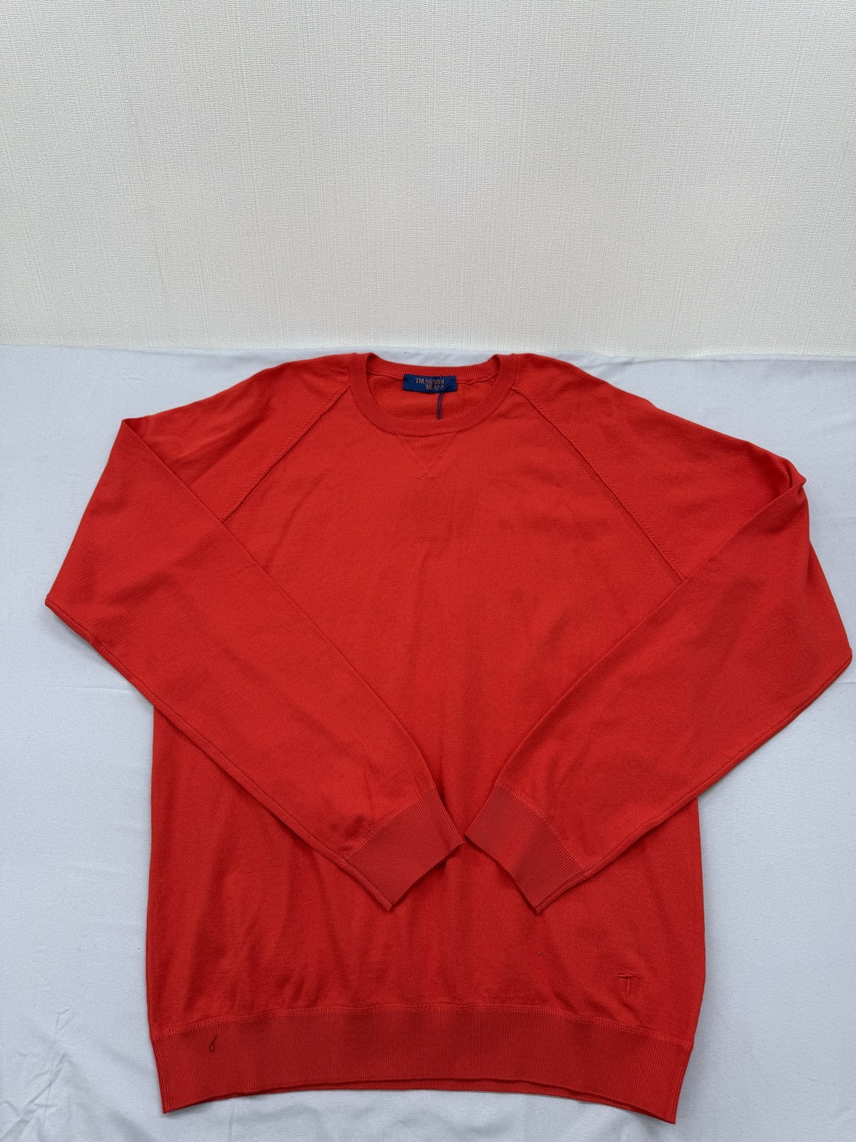Trussardi Jeans Men's Red Cotton Pullover Sweater XXL Italy Raglan
