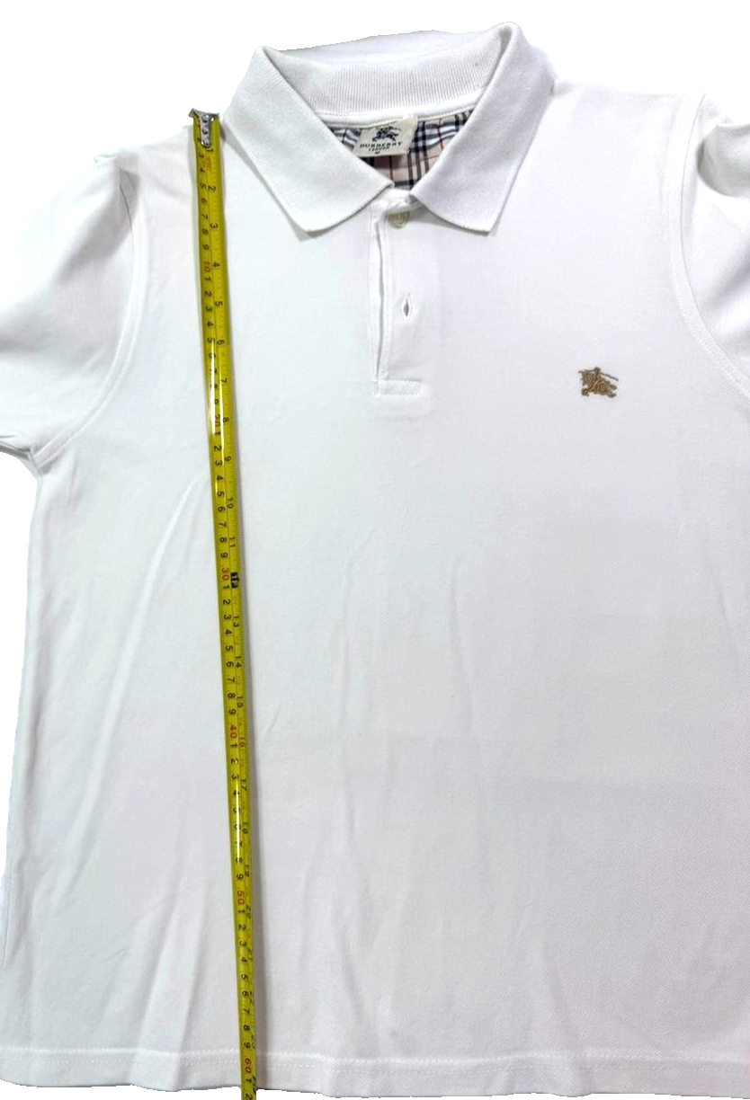 White Burberry Long-Sleeve Polo Shirt - Size M