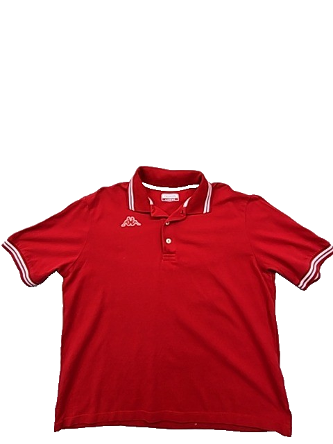 Kappa Men's Large Red Cotton Polo Short Sleeve Collared White Piping