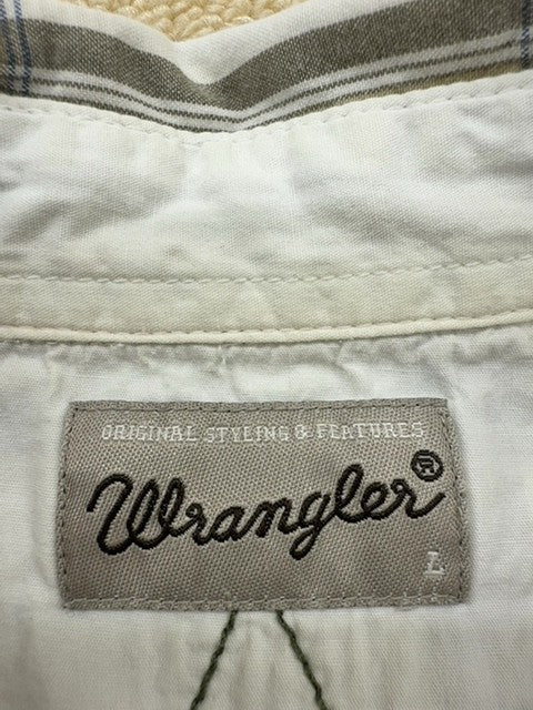 Wrangler Men's Grey Plaid Short Sleeve Western Snap Shirt L Cotton Blend