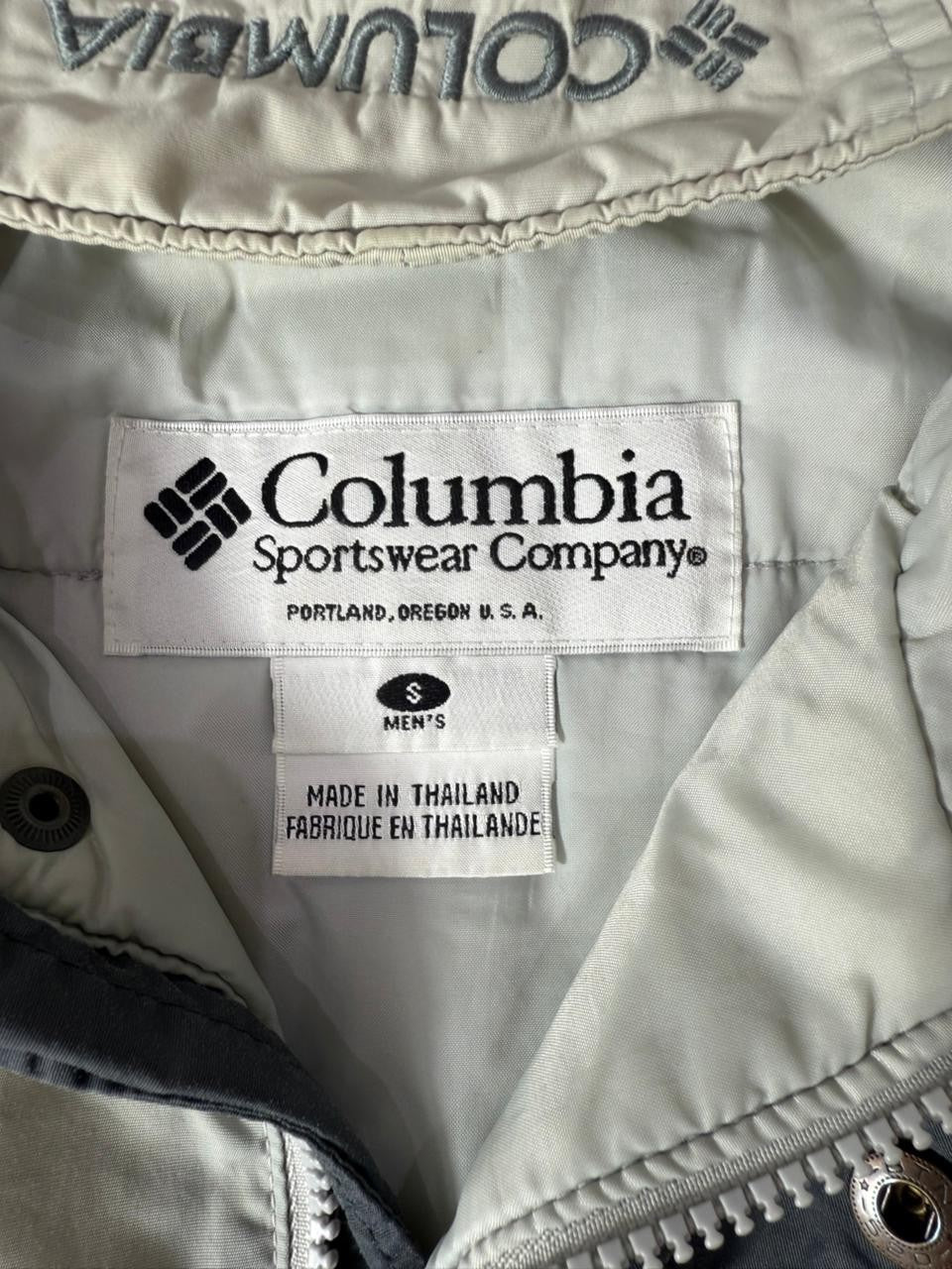 Columbia Men's Small Hooded Winter Jacket Off-White Grey Outdoor Coat