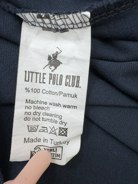 Little Polo Club Boys Navy Polo Shirt 3XL Logo Pique Knit - New