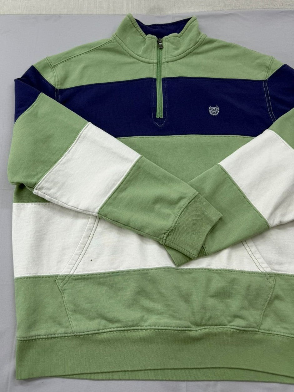 Chaps Men's Green Multi Stripe Full Zip Fleece Hoodie XL