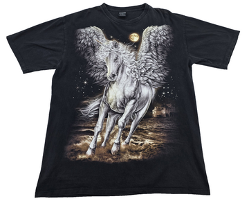 Thanabat Unicorn Mythical Black L Cotton T-Shirt Short Sleeve Crewneck