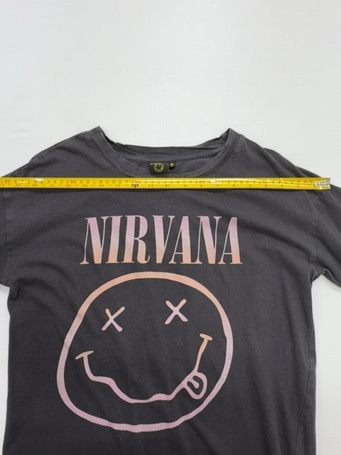 Nirvana Boys Charcoal Smiley Graphic T-Shirt Youth XS 34 Regular