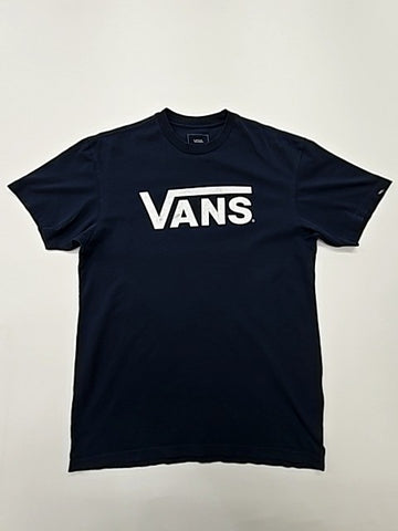 Vans Men Black Logo Graphic T-Shirt Size M Classic Fit Crew Neck