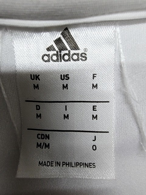 Adidas Unisex White Striped Soccer Jersey V-Neck Short Sleeve Size M