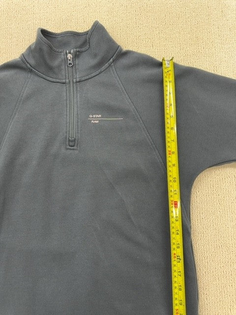 G-Star Raw Men's Gray Zip Hoodie XS Mock Neck Stripes